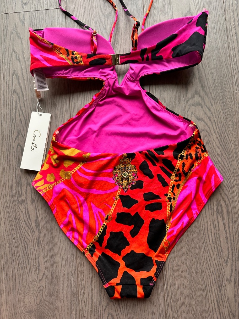 Camilla Pink Red Animal-Print Cutout One-Piece Swimsuit Always Change Your Spots - Picture 10 of 14